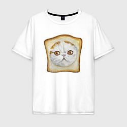 Футболка оверсайз мужская Bread Cat, цвет: белый