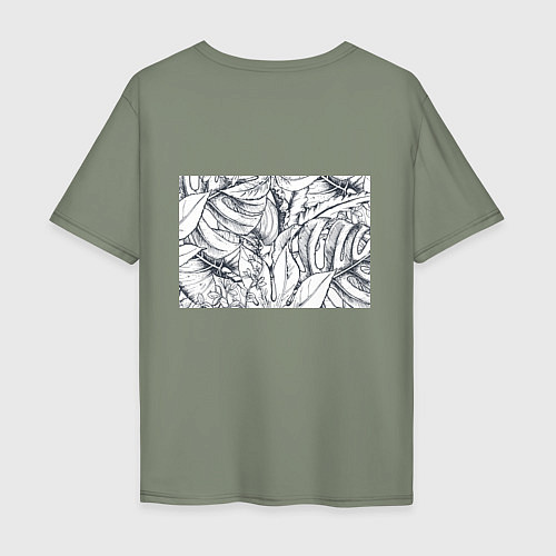 Мужская футболка оверсайз Тропические листья / Авокадо – фото 2
