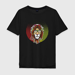Футболка оверсайз мужская Reggae Lion, цвет: черный