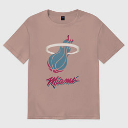 Футболка оверсайз мужская Miami Heat, цвет: пыльно-розовый