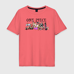Футболка оверсайз мужская Персонажи One Piece Большой куш, цвет: коралловый