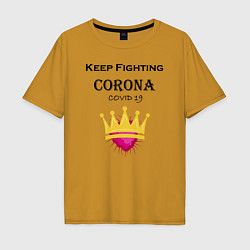 Футболка оверсайз мужская Fighting Corona, цвет: горчичный