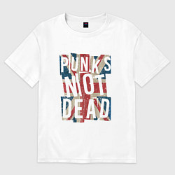 Футболка оверсайз мужская Punks not dead, цвет: белый