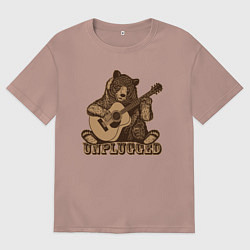 Футболка оверсайз мужская Медведь играет на гитаре, цвет: пыльно-розовый