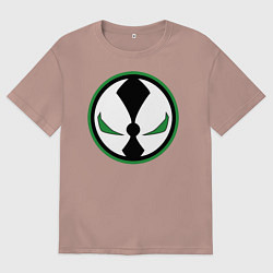 Футболка оверсайз мужская Спаун значок, цвет: пыльно-розовый