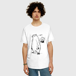 Футболка оверсайз мужская Курьер - Медведь и Трактор 2, цвет: белый — фото 2