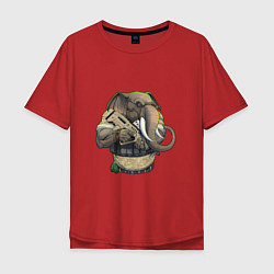 Футболка оверсайз мужская Слон-военный, цвет: красный