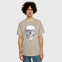 Футболка оверсайз мужская Реалистичный рисунок Черепа, цвет: миндальный — фото 2