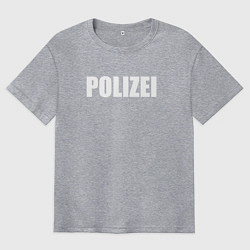 Футболка оверсайз мужская POLIZEI Полиция Надпись Белая, цвет: меланж