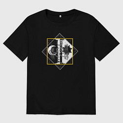 Футболка оверсайз мужская Равновесие, цвет: черный