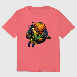 Футболка оверсайз мужская Жуткий всадник, цвет: коралловый