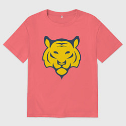 Футболка оверсайз мужская Yellow Tiger, цвет: коралловый