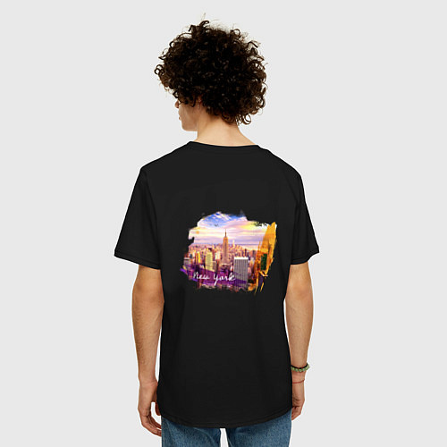 Мужская футболка оверсайз Города и страны Нью-Йорк США / Черный – фото 4