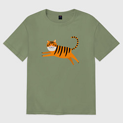 Футболка оверсайз мужская Jumping Tiger, цвет: авокадо
