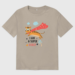 Футболка оверсайз мужская Я Супергерой, цвет: миндальный