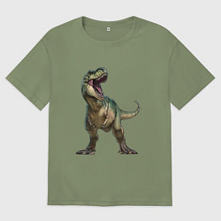 Футболка оверсайз мужская Тираннозавр, цвет: авокадо
