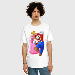 Футболка оверсайз мужская Mario Princess, цвет: белый — фото 2