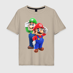 Футболка оверсайз мужская Mario Bros, цвет: миндальный