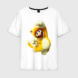 Футболка оверсайз мужская Mario cat, цвет: белый