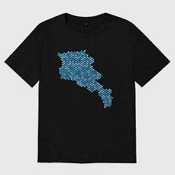 Футболка оверсайз мужская Armenia Blue Map, цвет: черный