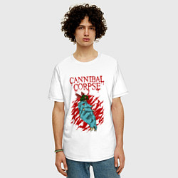 Футболка оверсайз мужская Cannibal Corpse Труп Каннибала, цвет: белый — фото 2