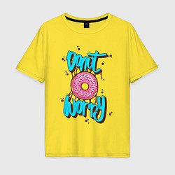 Футболка оверсайз мужская Donut Worry, цвет: желтый