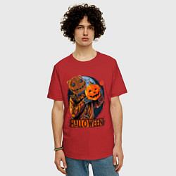 Футболка оверсайз мужская Halloween Scarecrow, цвет: красный — фото 2