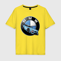 Футболка оверсайз мужская BMW самая престижная марка автомобиля, цвет: желтый