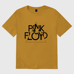 Футболка оверсайз мужская PINK FLOYD LOGO ПИНК ФЛОЙД, цвет: горчичный