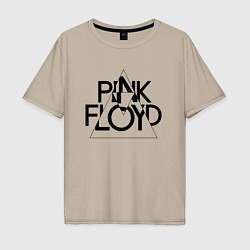 Футболка оверсайз мужская PINK FLOYD LOGO ПИНК ФЛОЙД, цвет: миндальный