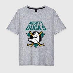 Футболка оверсайз мужская Анахайм Дакс, Mighty Ducks, цвет: меланж
