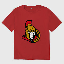 Футболка оверсайз мужская Оттава Сенаторз логотип, цвет: красный