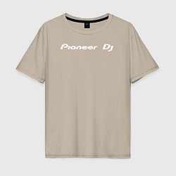 Футболка оверсайз мужская Pioneer DJ - Logo White, цвет: миндальный