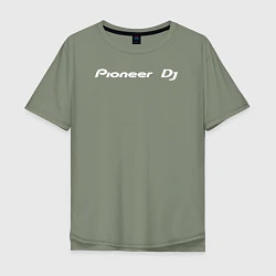 Футболка оверсайз мужская Pioneer DJ - Logo White, цвет: авокадо