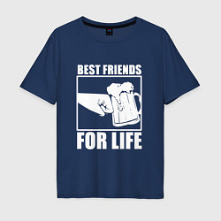 Футболка оверсайз мужская Best Friends For Life-Кулак встрою, цвет: тёмно-синий