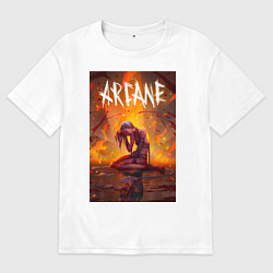 Футболка оверсайз мужская Джинкс объятая пламенем Аркейн Лига легенд, цвет: белый