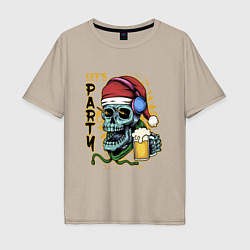 Футболка оверсайз мужская Skull Santa, цвет: миндальный