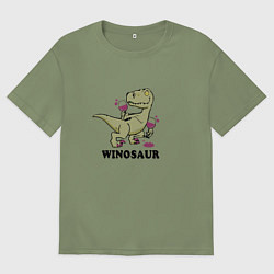 Футболка оверсайз мужская Винозавр, а вино будешь?, цвет: авокадо