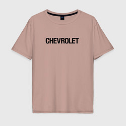 Футболка оверсайз мужская Chevrolet Лого Эмблема спина, цвет: пыльно-розовый