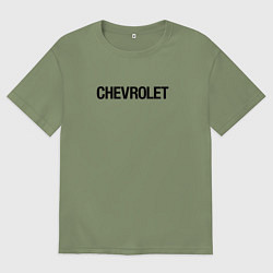 Футболка оверсайз мужская Chevrolet Лого Эмблема спина, цвет: авокадо