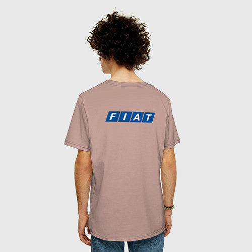 Мужская футболка оверсайз FIAT MINI LOGO спина / Пыльно-розовый – фото 4