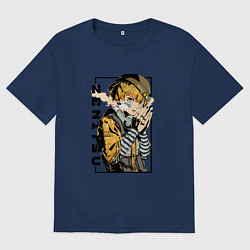 Футболка оверсайз мужская Зеницу Агацума Клинок, рассекающий демонов, цвет: тёмно-синий