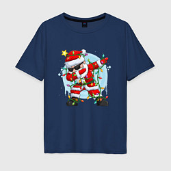 Футболка оверсайз мужская DAB SANTA CLAUS В ГЕРЛЯНДЕ, цвет: тёмно-синий