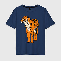 Футболка оверсайз мужская Гордый независимый тигр, цвет: тёмно-синий