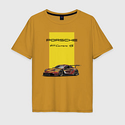 Футболка оверсайз мужская Porsche Carrera 4S Motorsport, цвет: горчичный