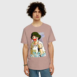 Футболка оверсайз мужская Angry princess, цвет: пыльно-розовый — фото 2