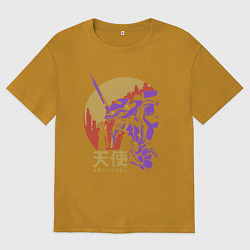 Футболка оверсайз мужская Евангелион 01, цвет: горчичный
