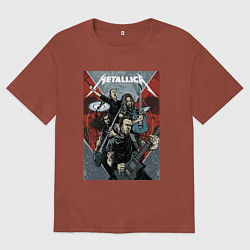 Футболка оверсайз мужская Metallica - cool dudes!, цвет: кирпичный