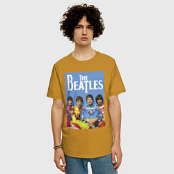Футболка оверсайз мужская The Beatles - world legend!, цвет: горчичный — фото 2
