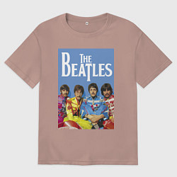 Футболка оверсайз мужская The Beatles - world legend!, цвет: пыльно-розовый